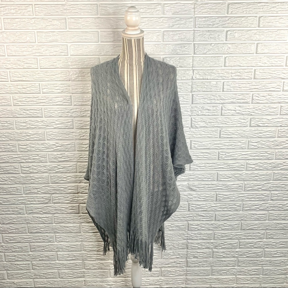 Just Be Sheer Grey Knit Cardigan with Fringe